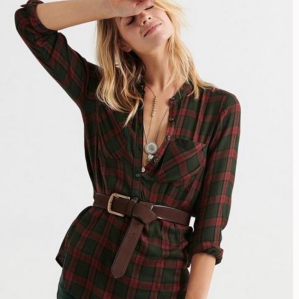 Lucky Brand Popover Tunic Plaid
